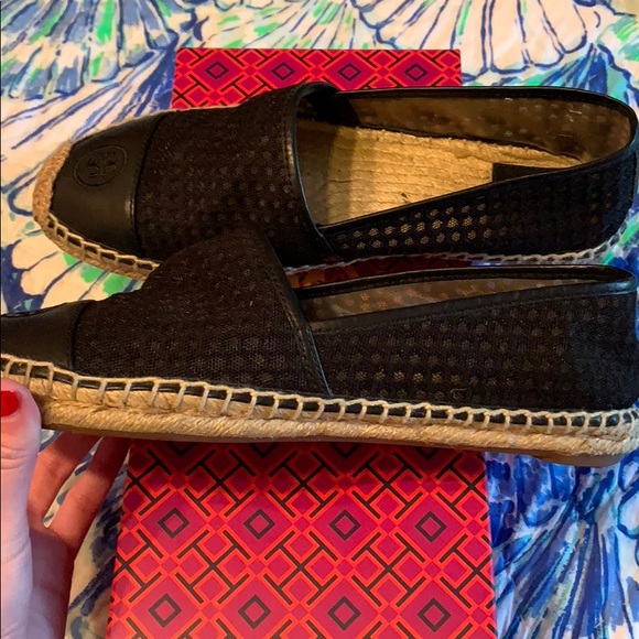 Tory Burch Grenada Mesh Leather Espadrilles 9 M - Picture 4 of 6